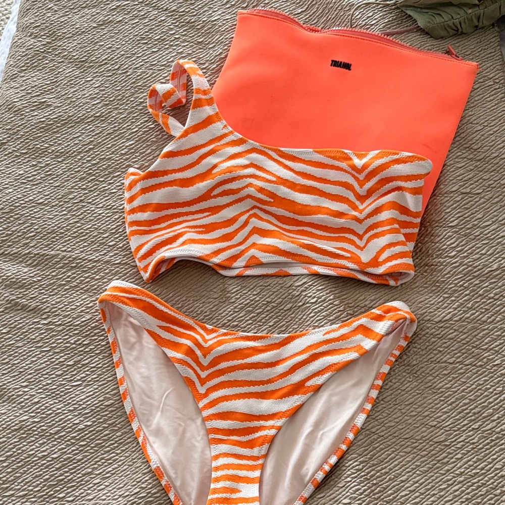 Triangl Swimwear Orange Zebra Bikini Set